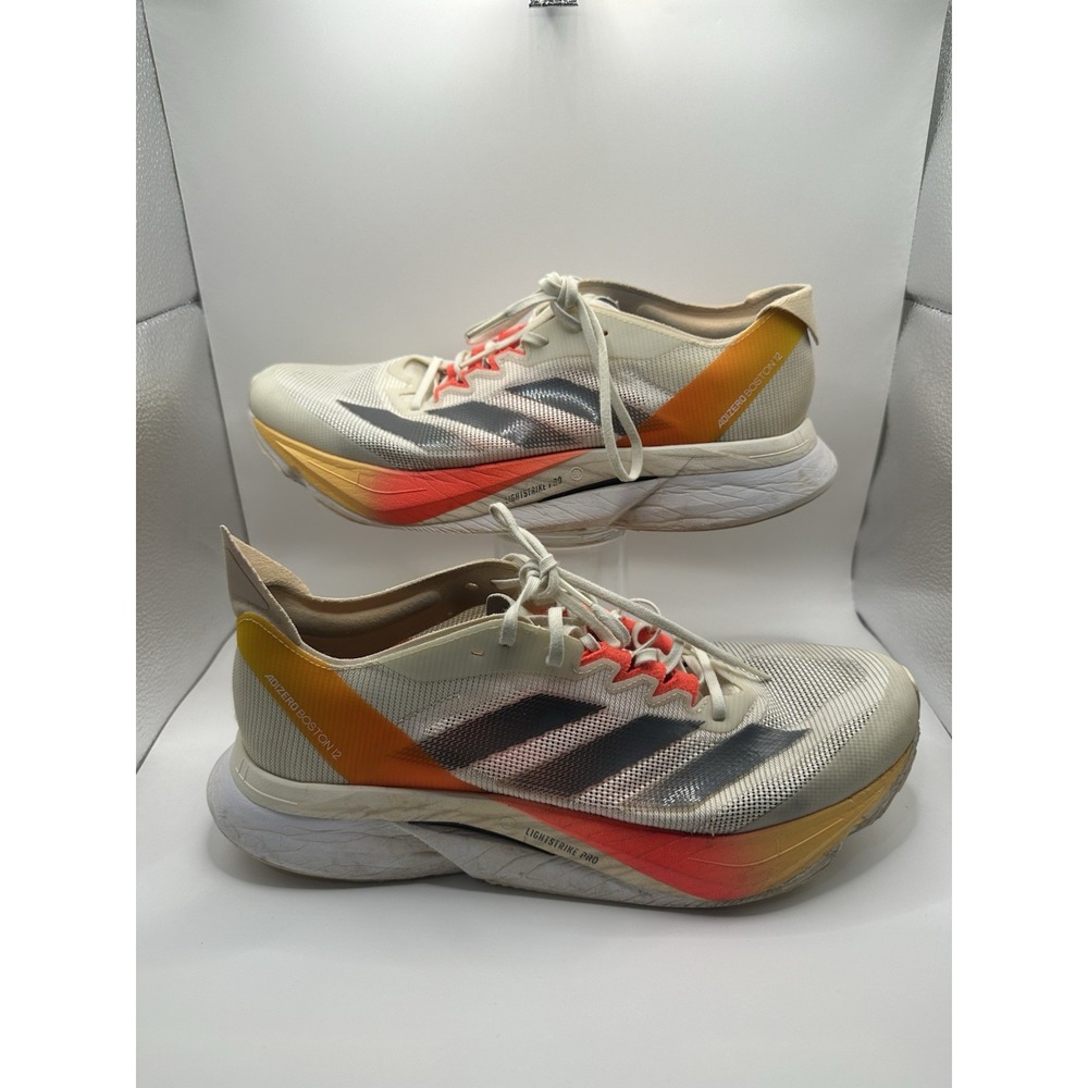 Adidas Adizero Boston 12‎ Lightstrike Pro Ivory Metallic Solar Red Sz Womens 11
